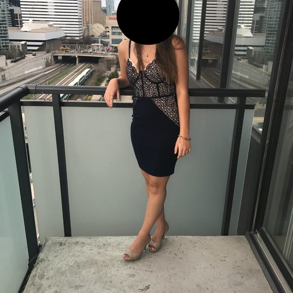 Navy Blue Cocktail Dress - Picture 5 of 5